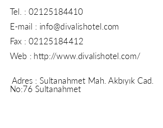 Divalis Hotel iletiim bilgileri